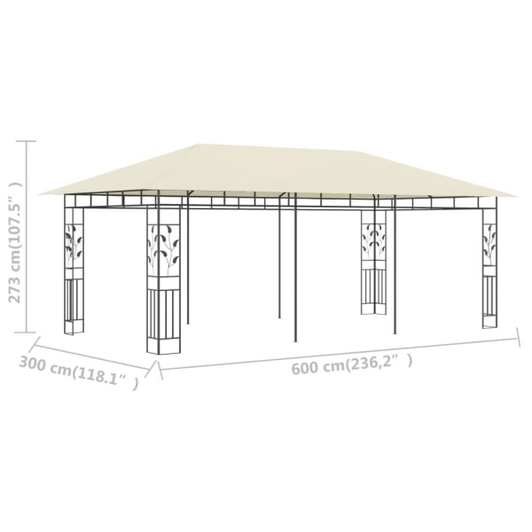vidaXL Paviljong med myggnät 6x3x2,73 m gräddvit Creme