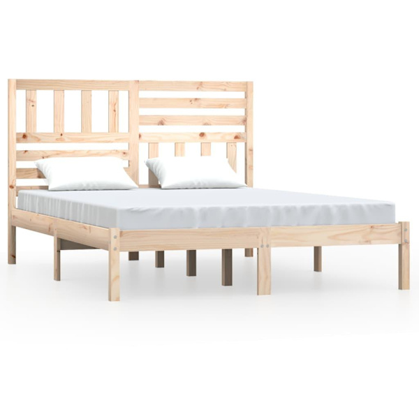 vidaXL Sängram massiv furu 160x200 cm Brun