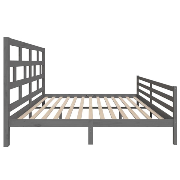 vidaXL Sängram grå massiv furu 200x200 cm Grå