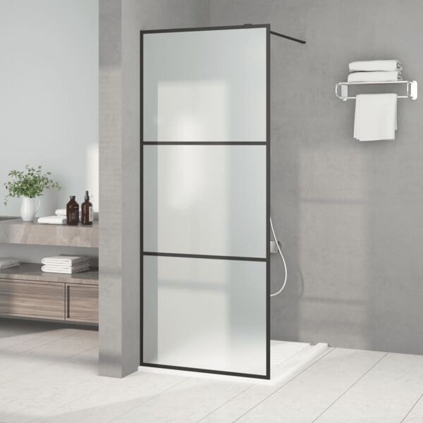 vidaXL Duschvägg svart 80x195 cm frostat ESG-glas Svart
