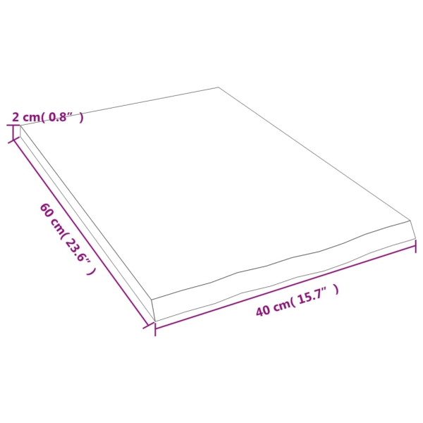 vidaXL Bänkskiva badrum mörkbrun 40x60x2 cm behandlat massivt trä Grå