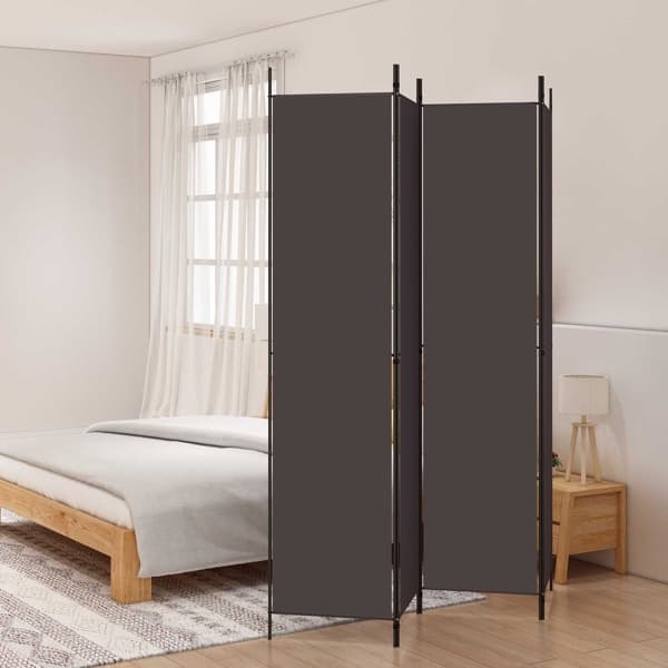 vidaXL Rumsavdelare 4 paneler brun 200x220 cm tyg Brun