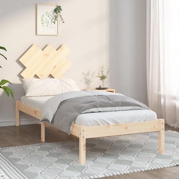 vidaXL Sängram massivt trä 75x190 cm Brun