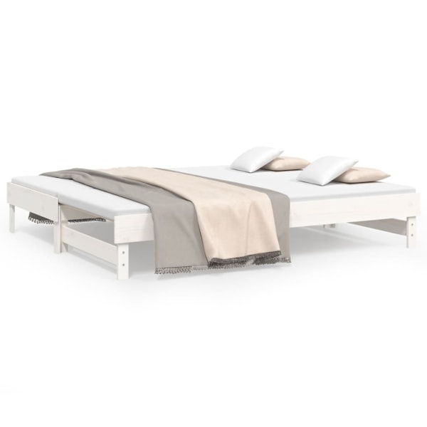 vidaXL Utdragbar dagbädd vit 2x(90x200) cm massiv furu Vit
