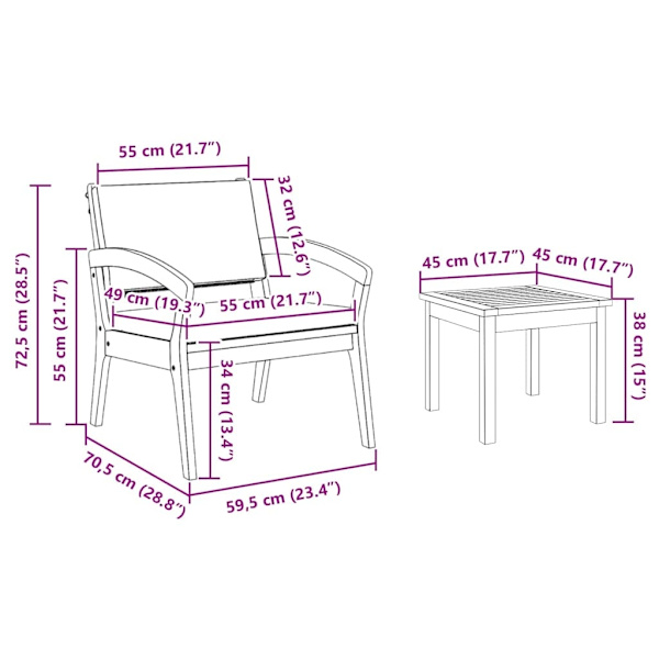 vidaXL Bistroset med kudde 5 pcs Brun Polyester Brun