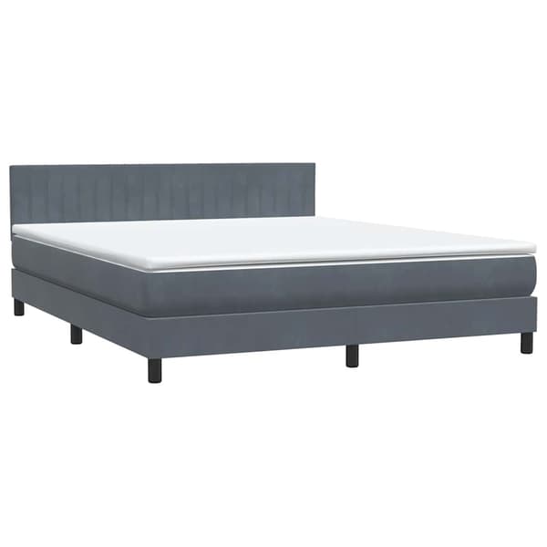 vidaXL Ramsäng med madrass mörkgrå 180x210 cm sammet Grå