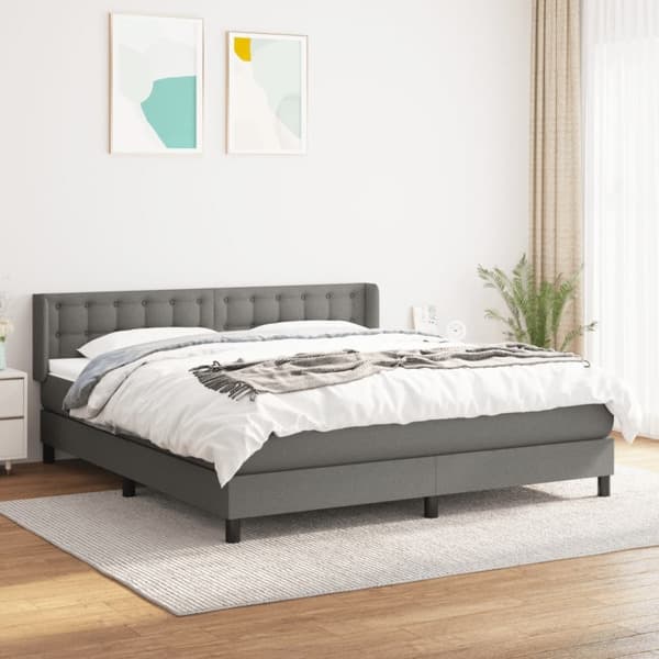 vidaXL Ramsäng med madrass mörkgrå 160x200 cm tyg Grå