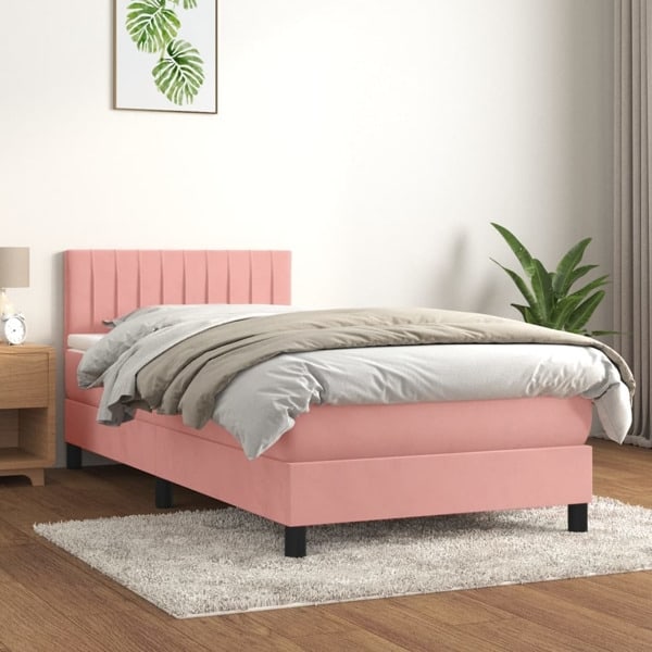 vidaXL Ramsäng med madrass rosa 80x200 cm sammet Rosa