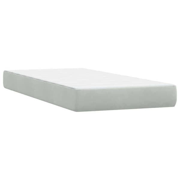 vidaXL Resårsäng med madrass ljusgrå 90x220 cm sammet Grå