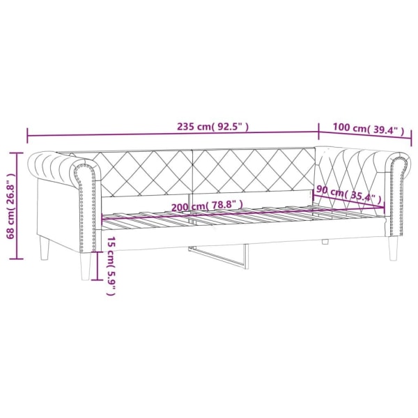 vidaXL Dagbädd svart 90x200 cm konstläder Svart