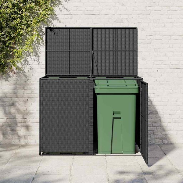 vidaXL Skjul för 2 soptunnor konstrotting 148x80x111 cm svart Svart