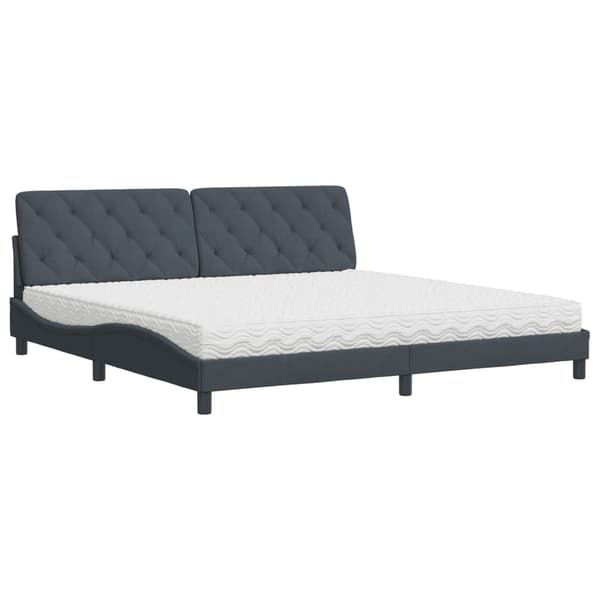vidaXL Säng med madrass mörkgrå 200x200 cm sammet Grå