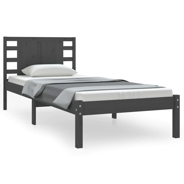 vidaXL Sängram grå massiv furu 90x200 cm Grå