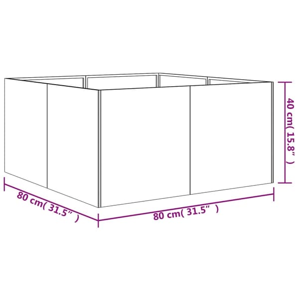 vidaXL Odlingslåda 80x80x40 cm rosttrögt stål Brun