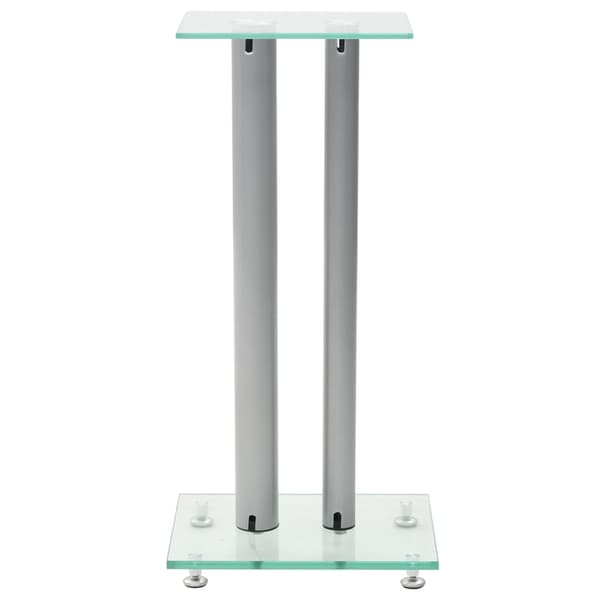 vidaXL Högtalarstativ 2 st härdat glas 2 pelare silver Silver