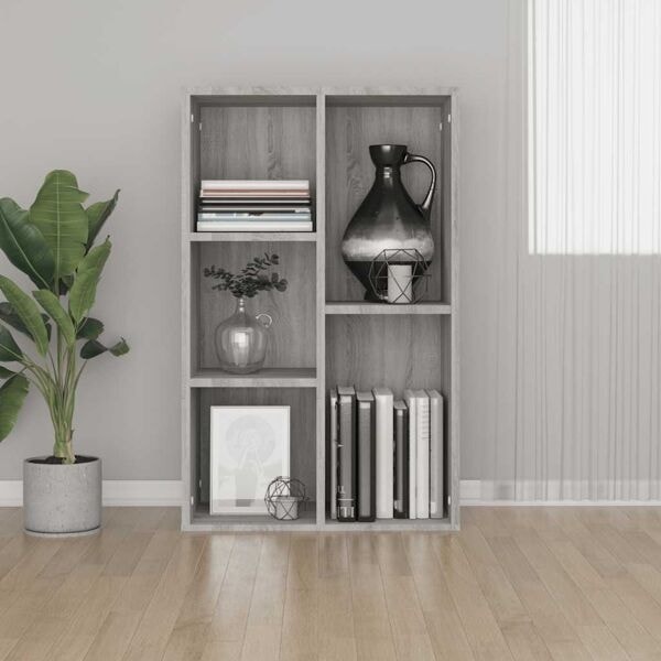 vidaXL Bokhylla/skänk grå sonoma 50x25x80 cm konstruerat trä Grå