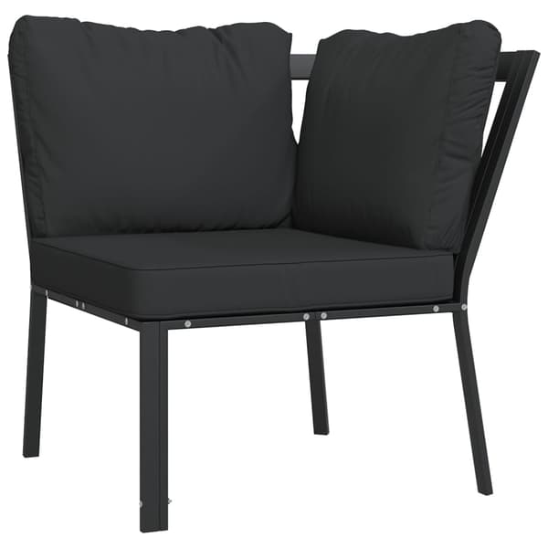 vidaXL Loungegrupp 6 delar mörkgrå dynor stål Svart
