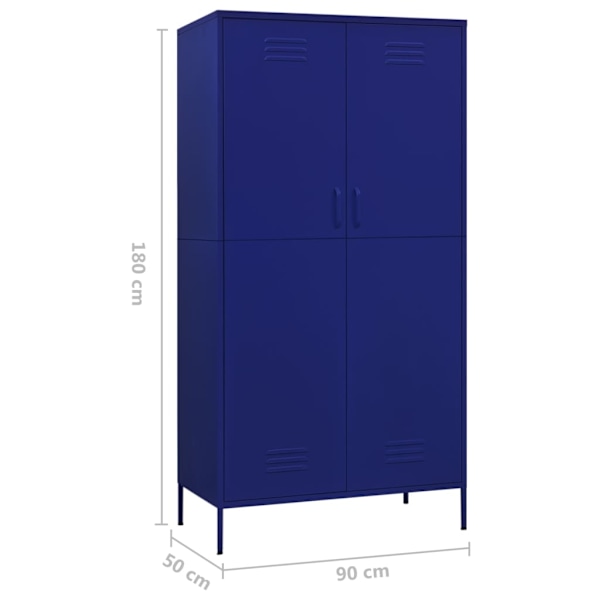 vidaXL Garderob 90x50x180 cm marinblå stål Blå