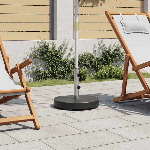 vidaXL Parasollfot granit rund 28,5 kg svart Svart