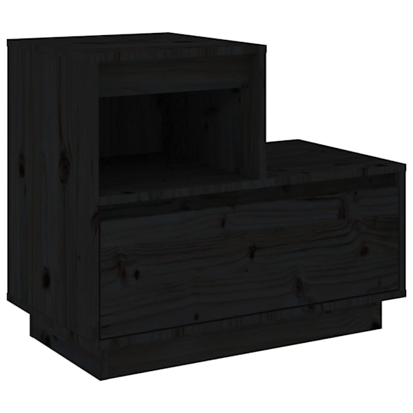 vidaXL Sängbord 2 st svart 60x34x51 cm massiv furu Svart