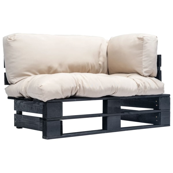 vidaXL Pallsoffa med dynor sandfärgad massiv furu Beige