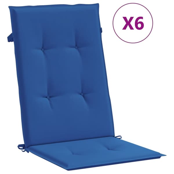 vidaXL Fällbara fåtöljer med dynor, 6 st, massivt trä, teak Brun
