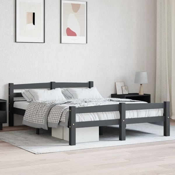 vidaXL Sängram mörkgrå massiv furu 120x200 cm grå