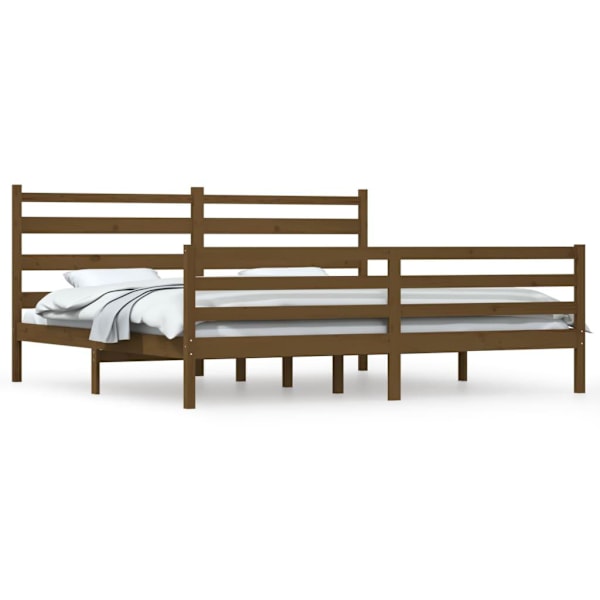 vidaXL Sängram massiv furu 200x200 cm honungsbrun Brun