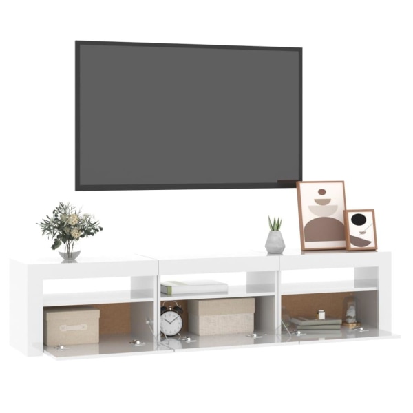 vidaXL Tv-bänk med LED-belysning vit högglans 180x35x40 cm Vit