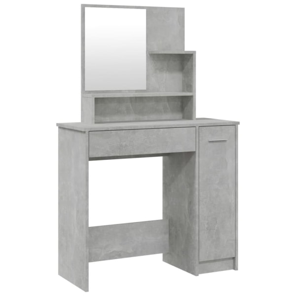 vidaXL Sminkbord med spegel betonggrå 86,5x35x136 cm Grå