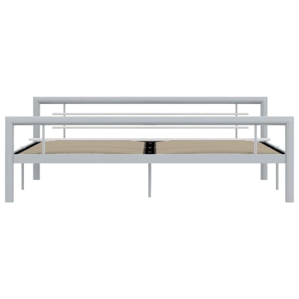 vidaXL Sängram grå och vit metall 180x200 cm grå