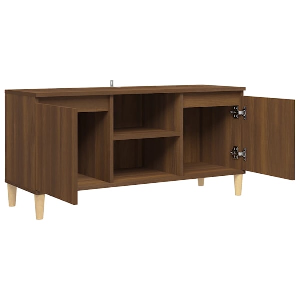 vidaXL TV-bänk med massiva träben brun ek 103,5x35x50 cm Brun