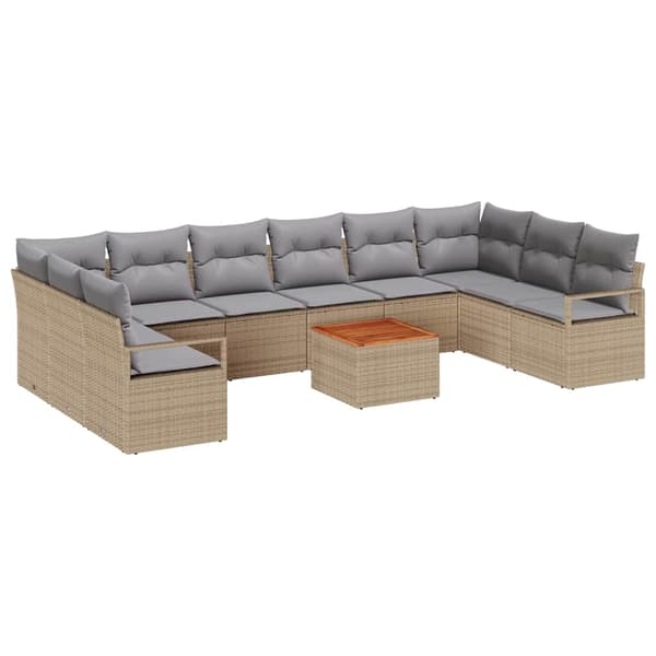vidaXL Trädgårdsoffset 11 st Beige konstrotting Beige