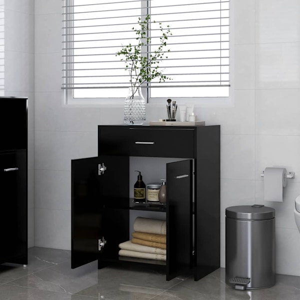vidaXL Badrumsskåp svart 60x33x80 cm konstruerat trä Svart