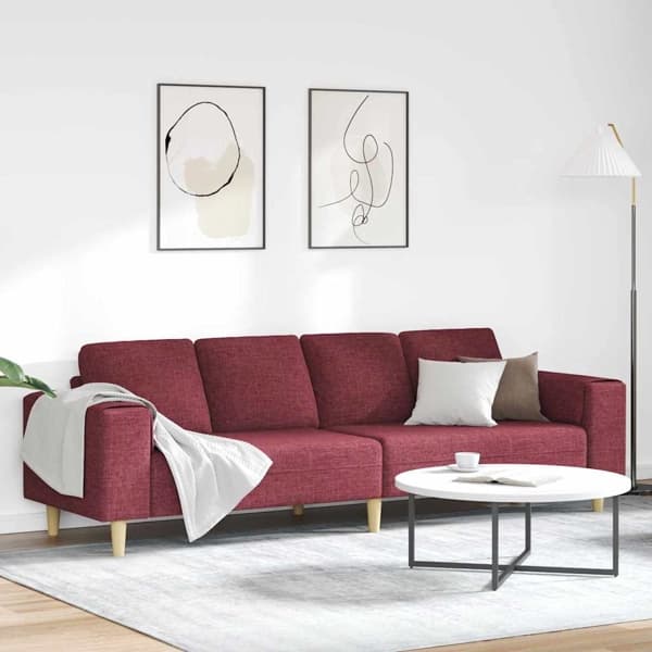 vidaXL Vardagsrumsoffa Vinröd 250 x 77 x 76 cm Polyester Röd