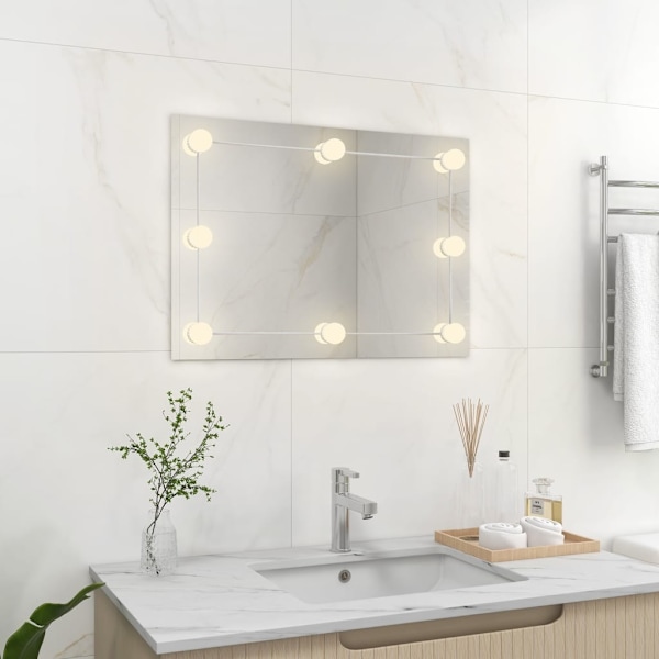 vidaXL Väggspegel utan ram LED-belysning rektangulär Silver