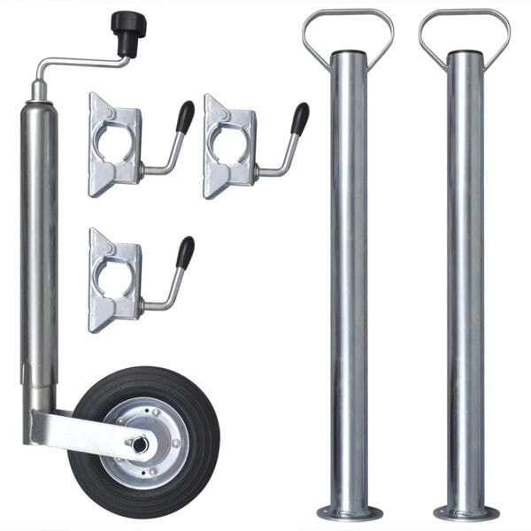 vidaXL Stödhjul för släpvagn med 2 stödrör och 3 klämmor 48 mm