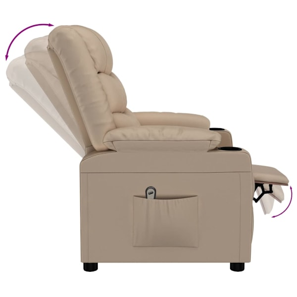 vidaXL Elektrisk reclinerfåtölj cappuccino konstläder Brun