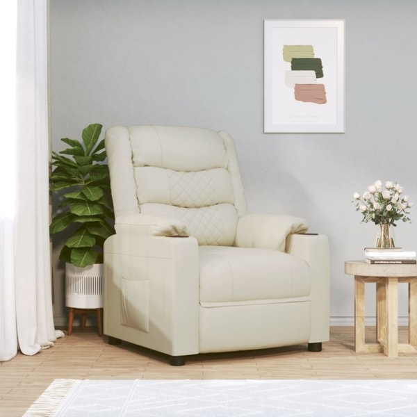 vidaXL Elektrisk reclinerfåtölj gräddvit konstläder Kräm