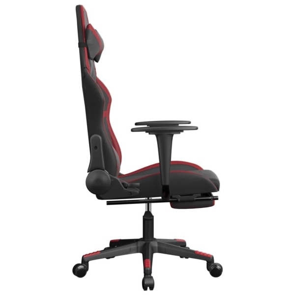 vidaXL Gamingstol med massage och fotstöd svart och vinröd konstläder Röd
