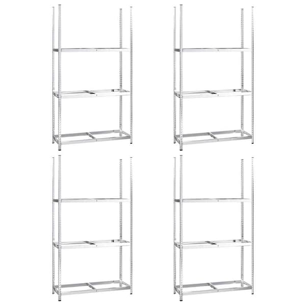 vidaXL Däckställ 3 hyllplan silver 4 st 110x40x200 cm stål Silver