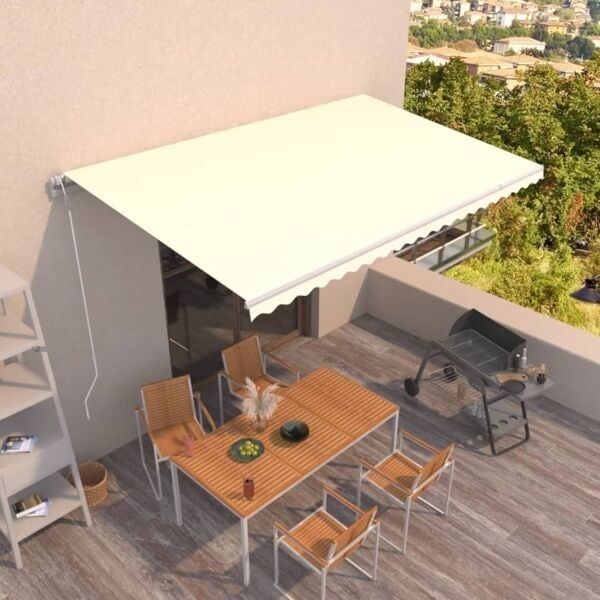 vidaXL Markis automatiskt infällbar 500x350 cm gräddvit Creme