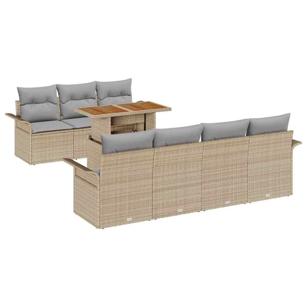 vidaXL Trädgårdsoffset 8 st Beige Poly rattan Beige