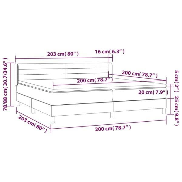 vidaXL Ramsäng med madrass mörkgrå 200x200 cm tyg Grå