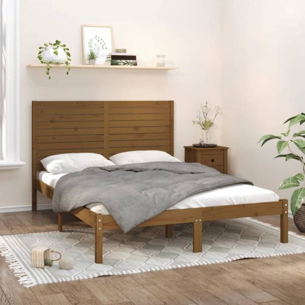 vidaXL Sängram honungsbrun massivt trä 120x200 cm enkelsäng Brun