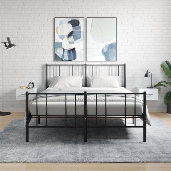 vidaXL Väggmonterade sängbord 2 st vit högglans 35x35x20 cm Vit