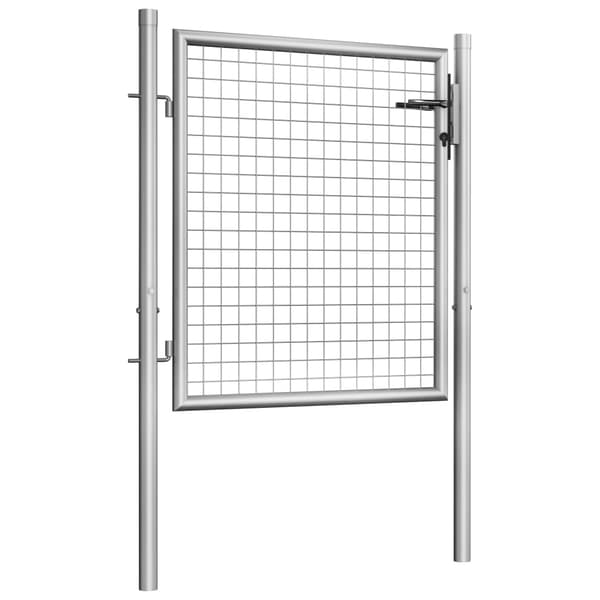 vidaXL Trädgårdsgrind galvaniserat stål 105x75 cm silver Silver