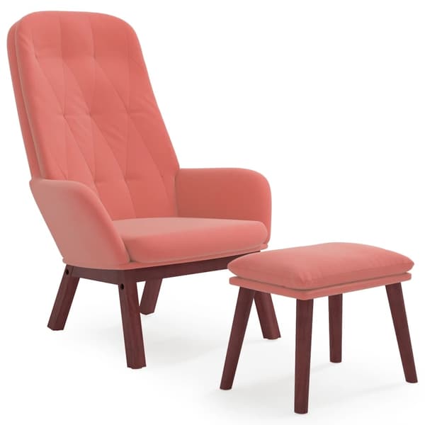 vidaXL Vilstol med fotpall rosa sammet Rosa