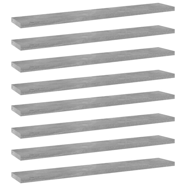 vidaXL Hyllplan 8 st betonggrå 60x10x1,5 cm konstruerat trä grå