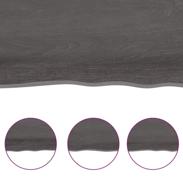 vidaXL Bänkskiva badrum mörkbrun 180x50x(2-4) cm behandlat massi Grå